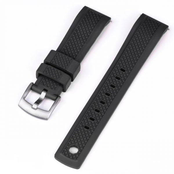 22mm Quick Release FKM Rubber Watch Band - Black